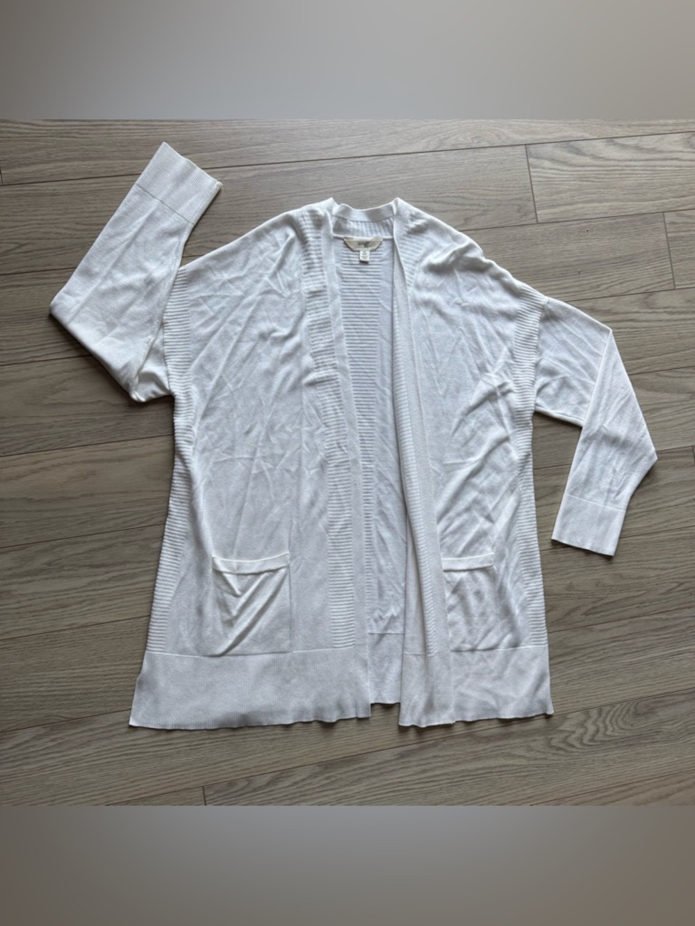 Terra & Sky White Open-Front Lightweight Cardigan